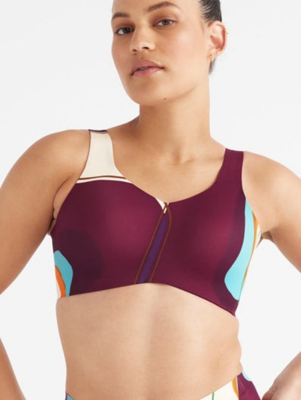 Knix Catalyst High Impact Sports Bra Size 5 Abstract Berry Burgundy White
